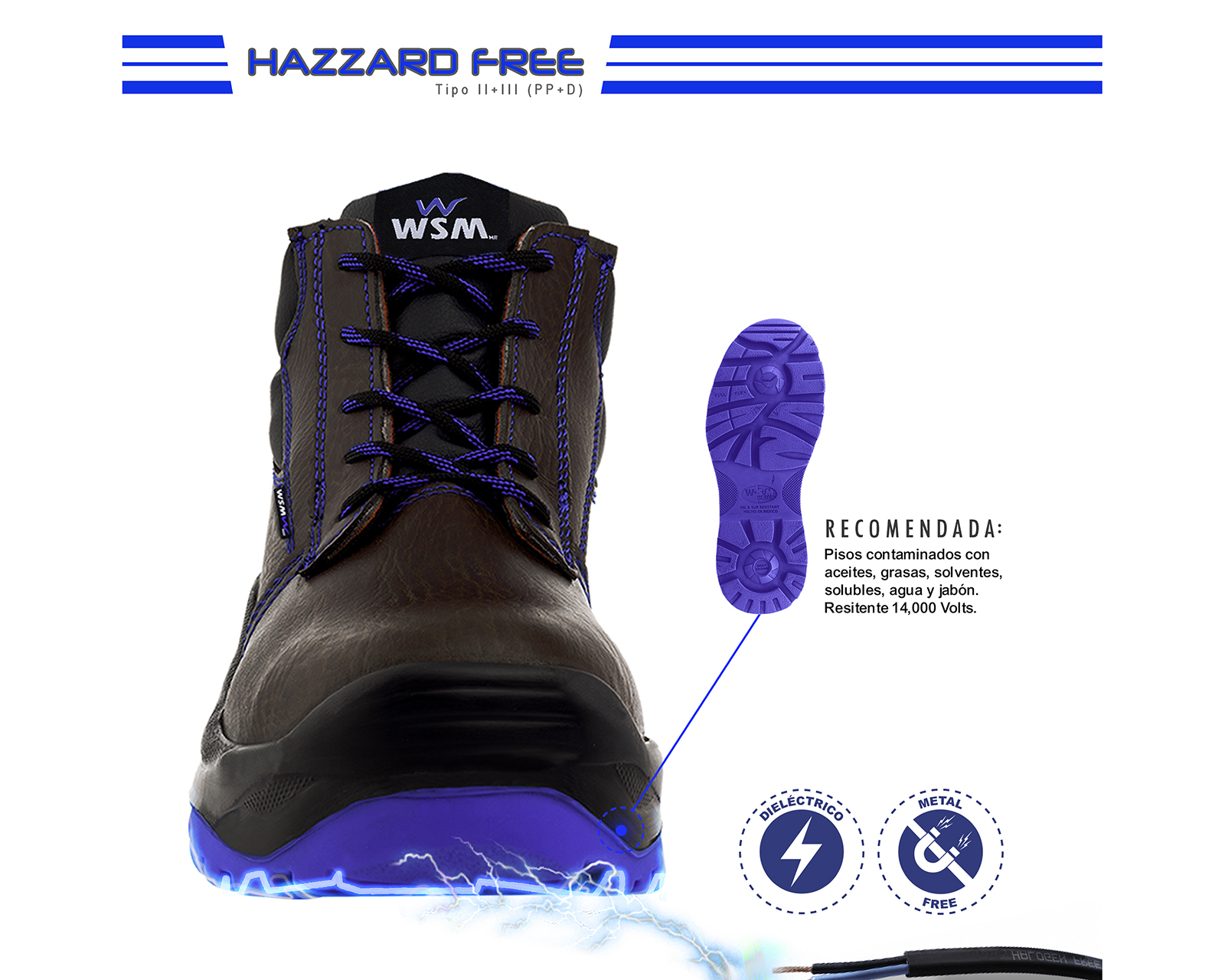 Foto 5 | Zapato De Seguridad Industrial Wsm 2958-mt Color Marrón - Cómodo Y Ligero