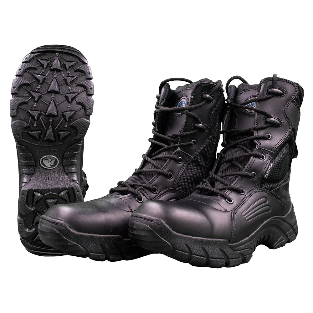 Bota Táctica Panter 101 color Negro Forro Textil Transpirable Suela de Hule Antiderrapante y Anti Impacto