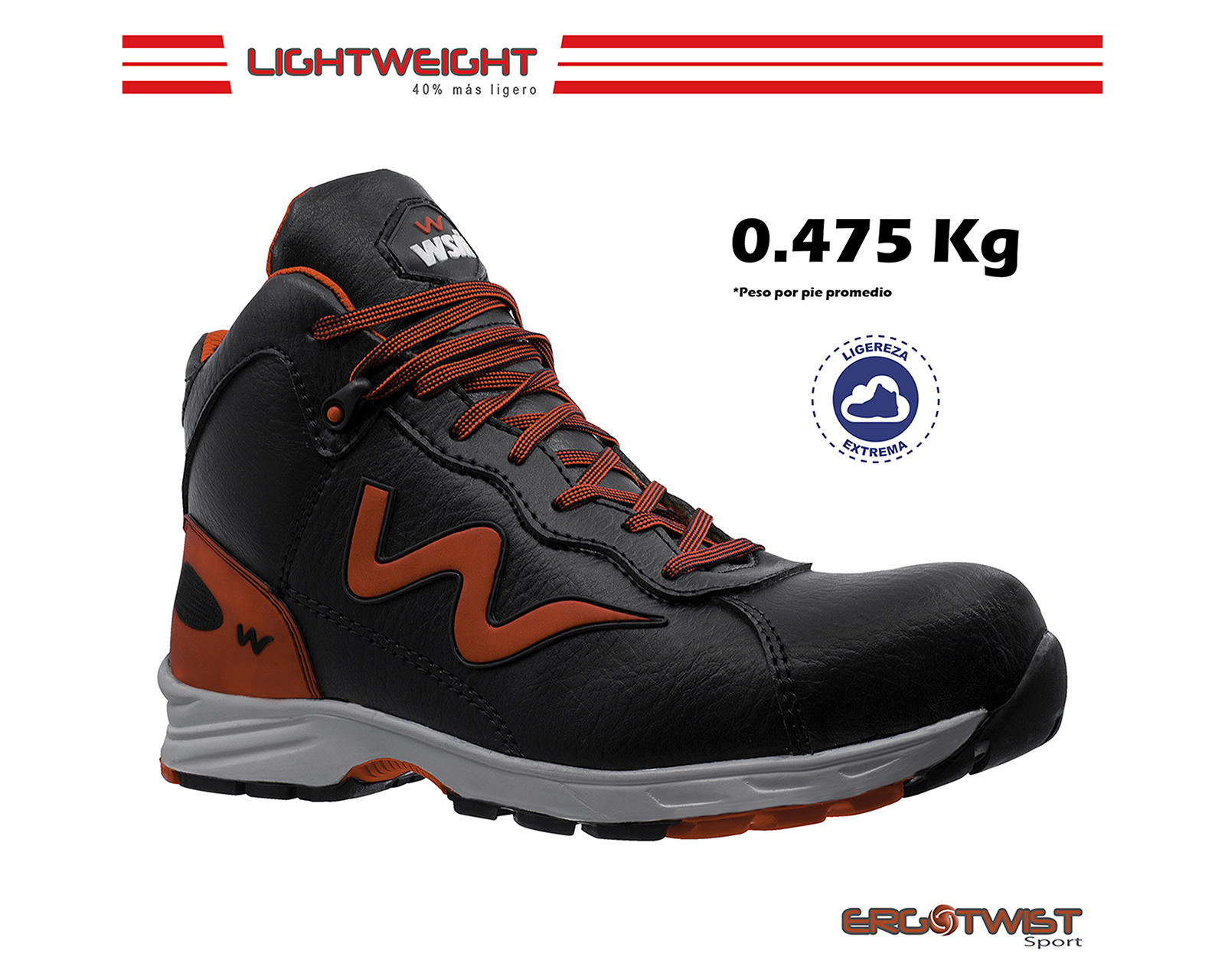 Foto 2 | Tenis WSM Potenza color Negro de Seguridad y Trabajo Bota muy Ligera