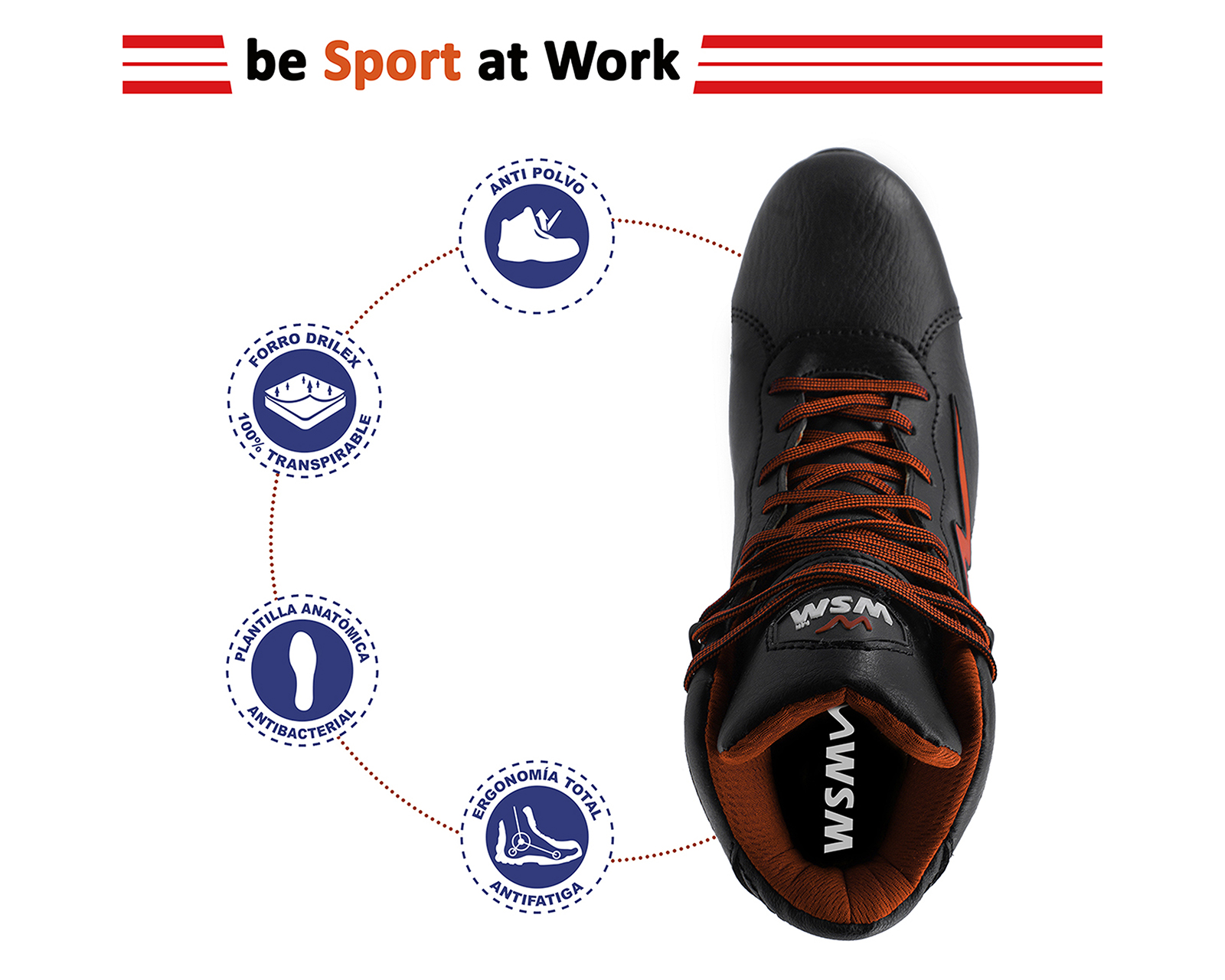 Foto 6 | Tenis WSM Potenza color Negro de Seguridad y Trabajo Bota muy Ligera