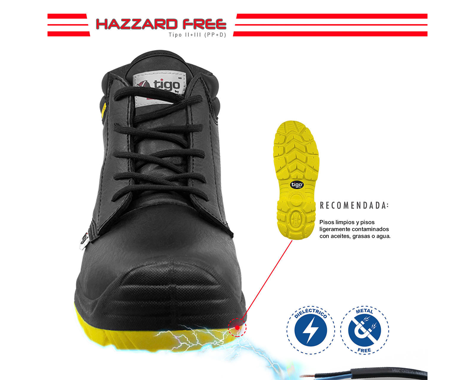 Foto 5 | Zapato de Seguridad Tigo By Wsm 9005-mt Ergonómico y Muy Ligero color Negro