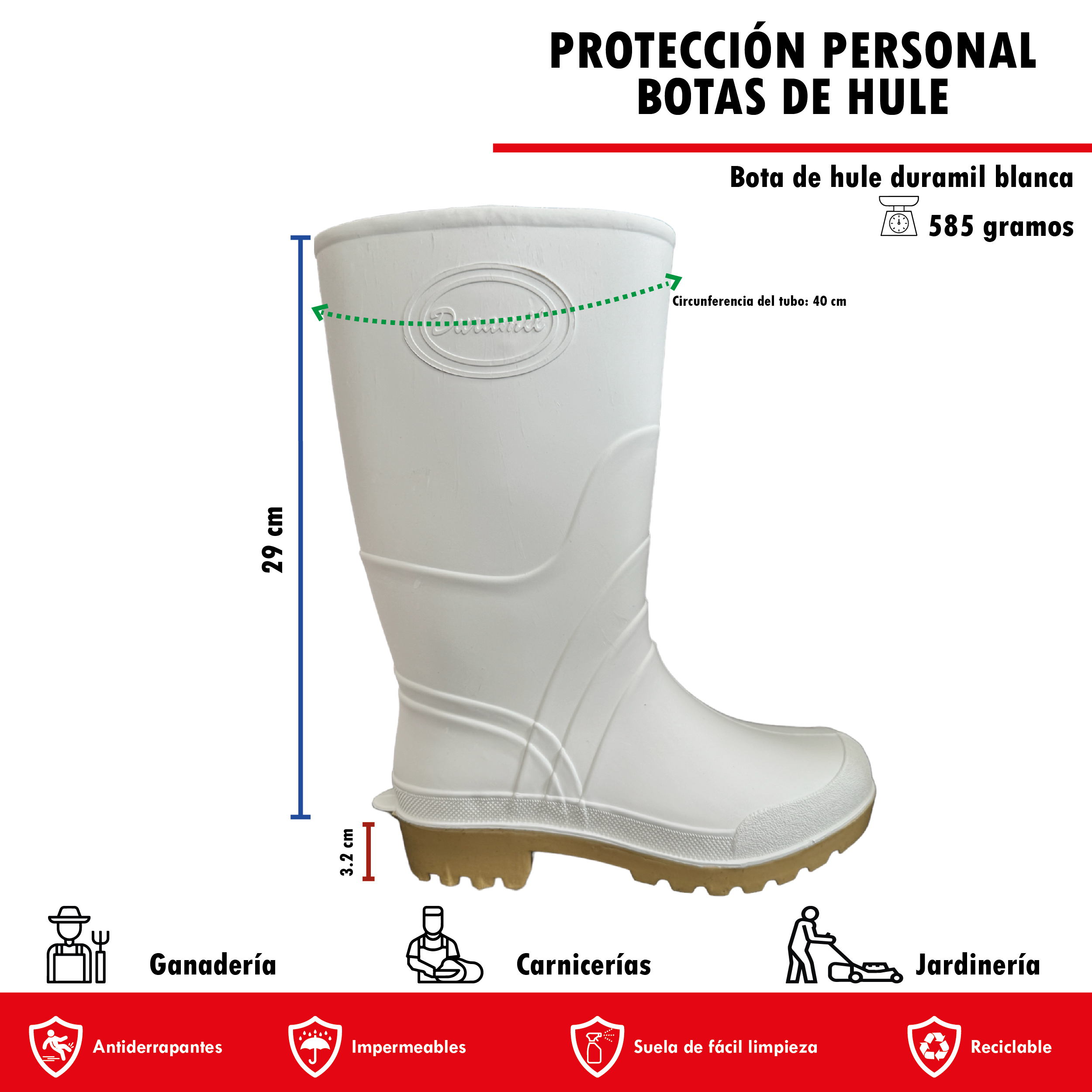 Foto 5 pulgar | Botas Duramil Trueno Blancas para Hombre