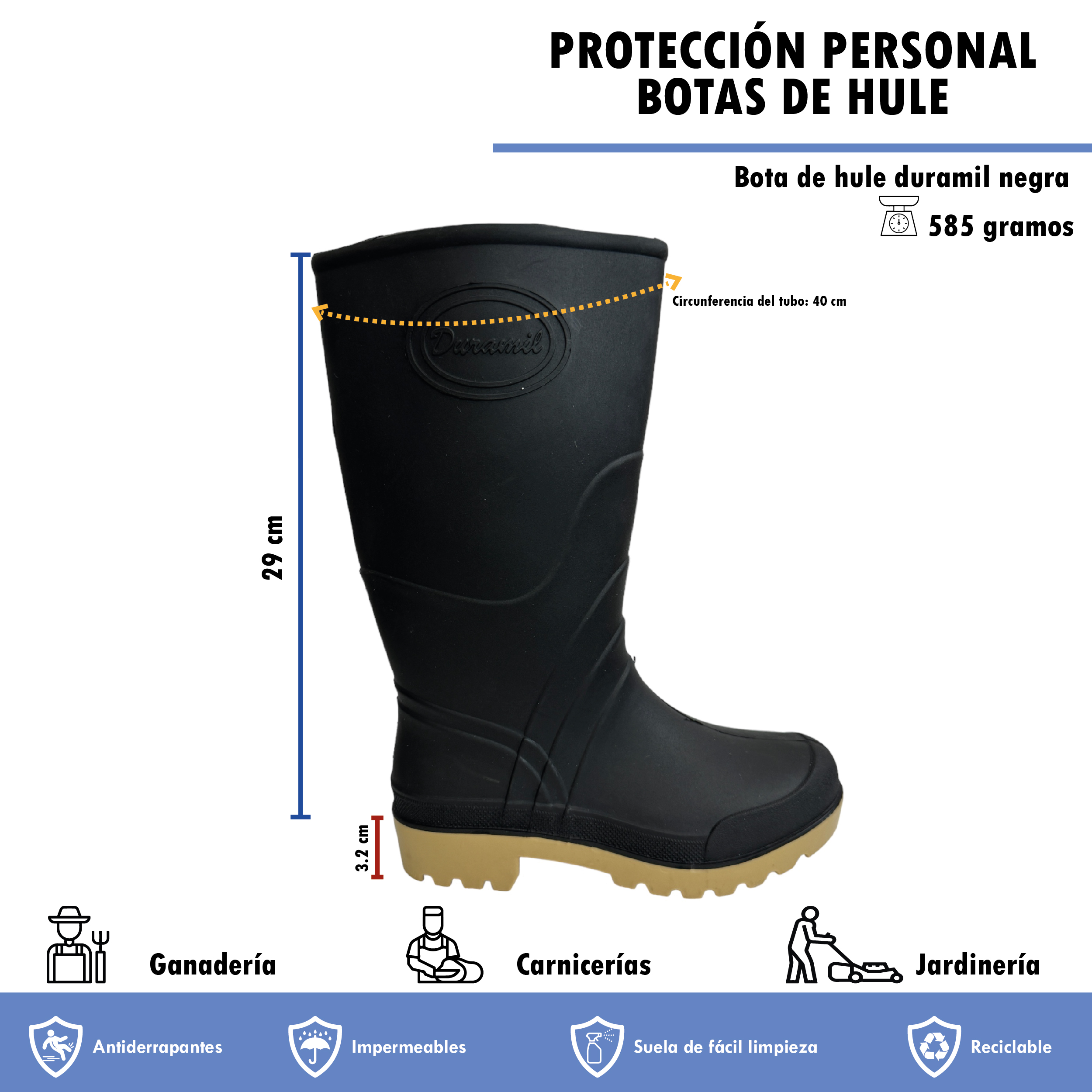 Foto 6 pulgar | Bota Duramil Trueno Negro para Hombre