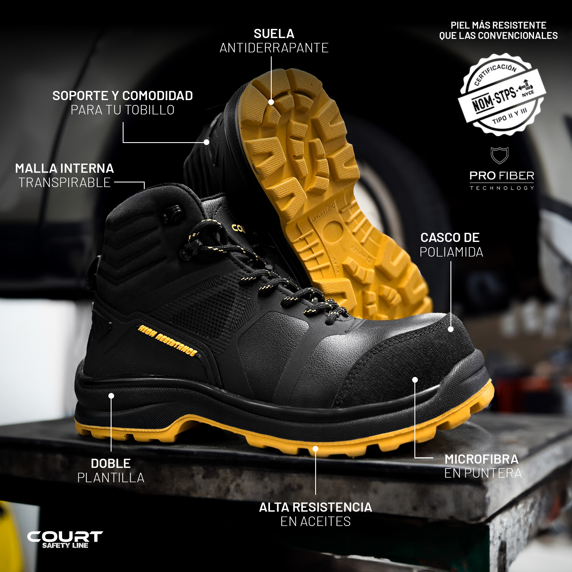 Foto 8 pulgar | Court Ultron | Bota Industrial Antiderrapente, Ultra Comfort