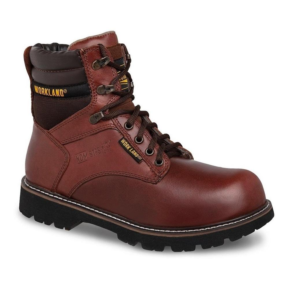 Botas Work Land de Piel con Agujetas Cafe para Hombre