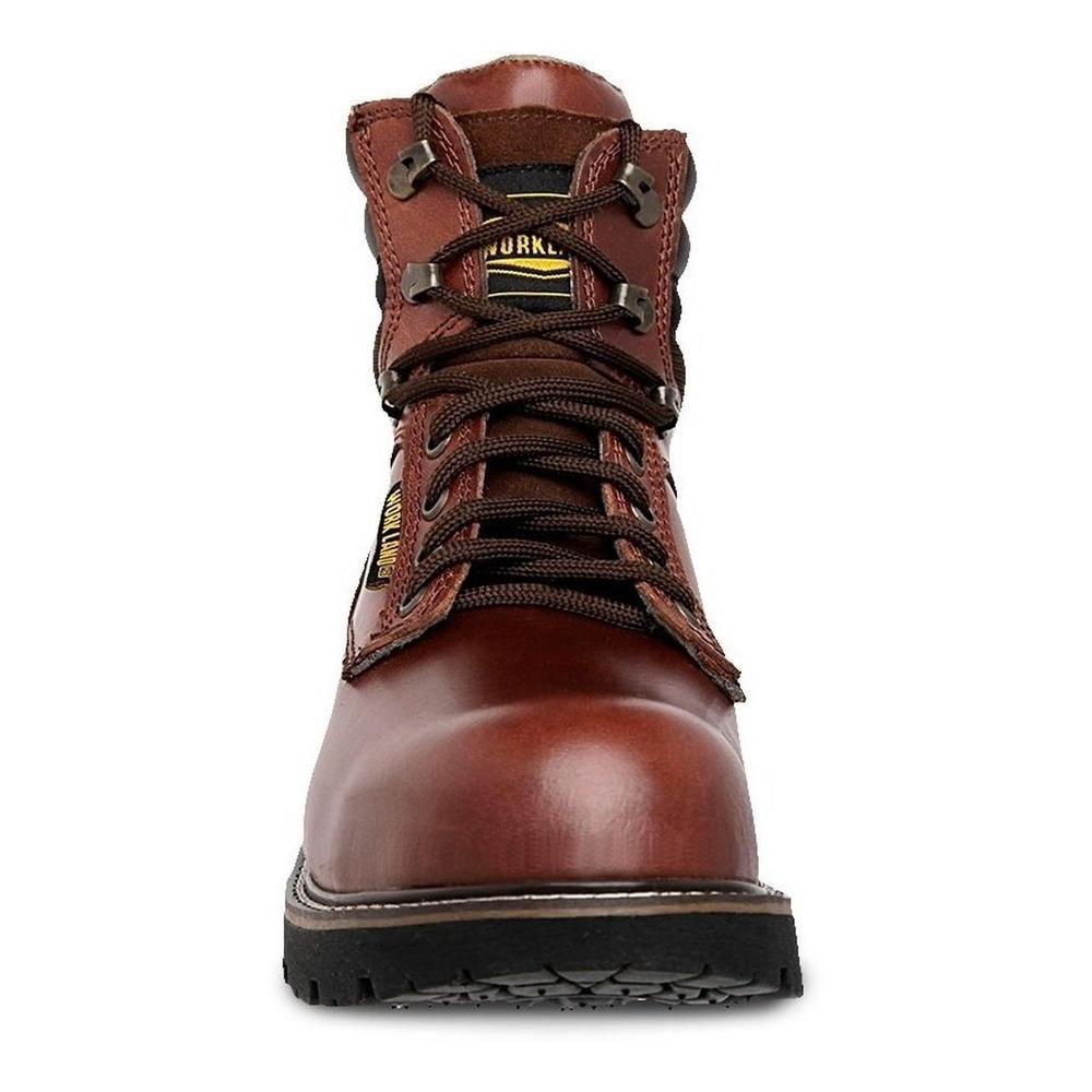 Foto 3 | Botas Work Land de Piel con Agujetas Cafe para Hombre