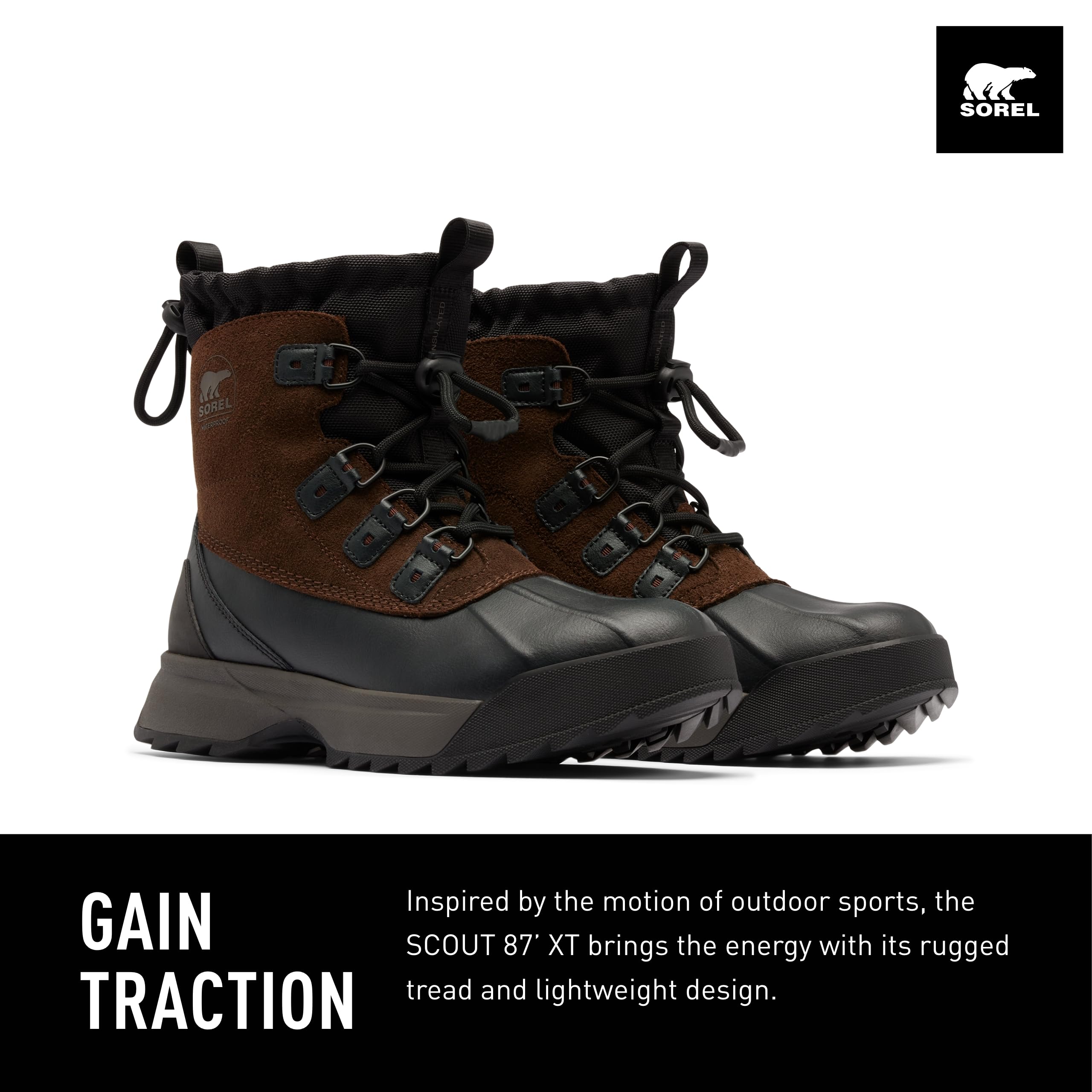 Foto 3 pulgar | Bota Sorel Scout 87 Xt Impermeable Para Hombre, Color Negro Y Tabaco - Venta Internacional.