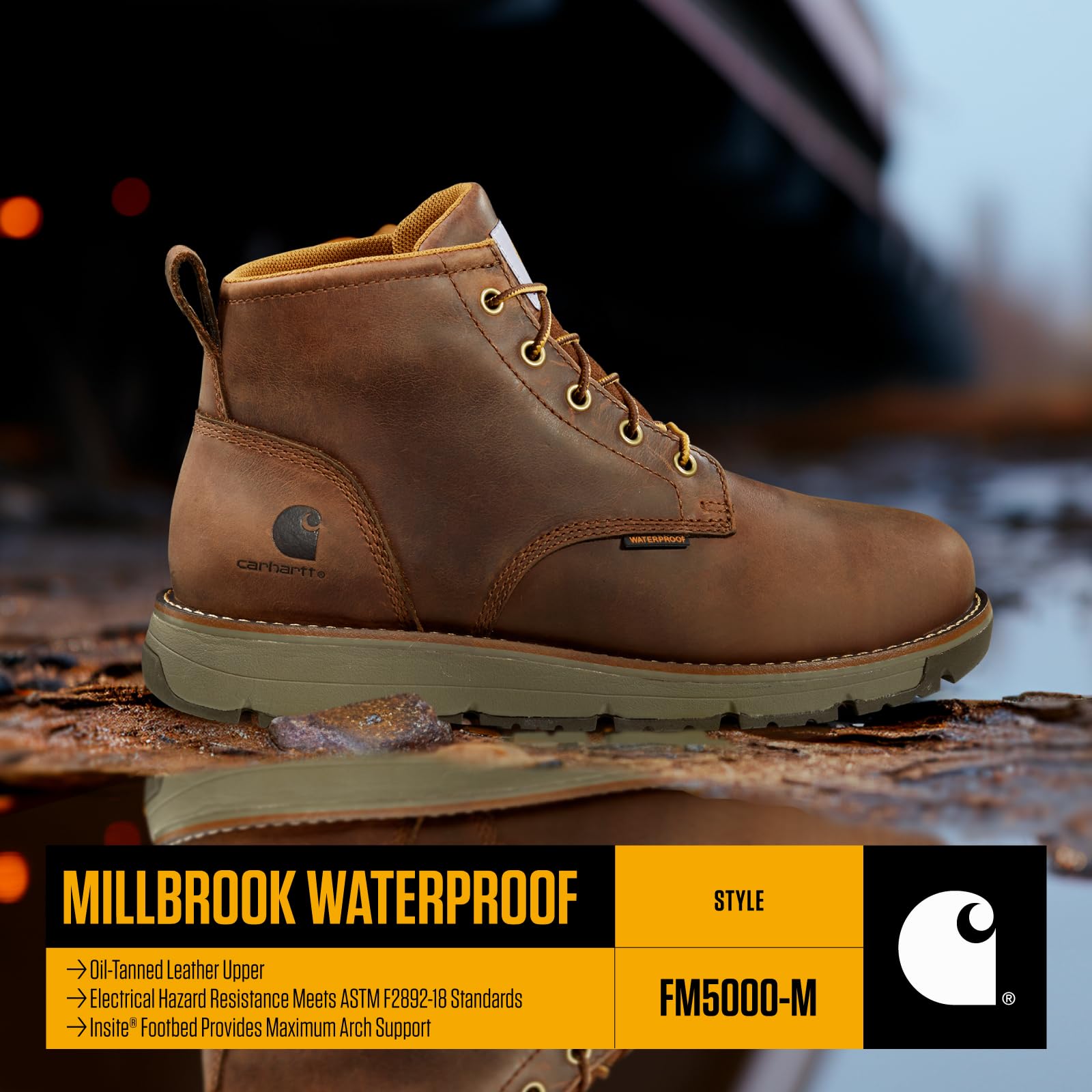 Foto 5 pulgar | Botas De Trabajo Carhartt Millbrook Con Cuña Impermeables Para Hombre - Venta Internacional.