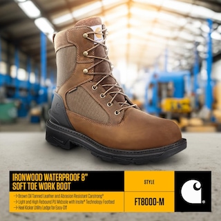 Foto 4 | Botas De Trabajo Carhartt Ironwood Impermeables Para Hombre, Color Marrón, 10 M - Venta Internacional.