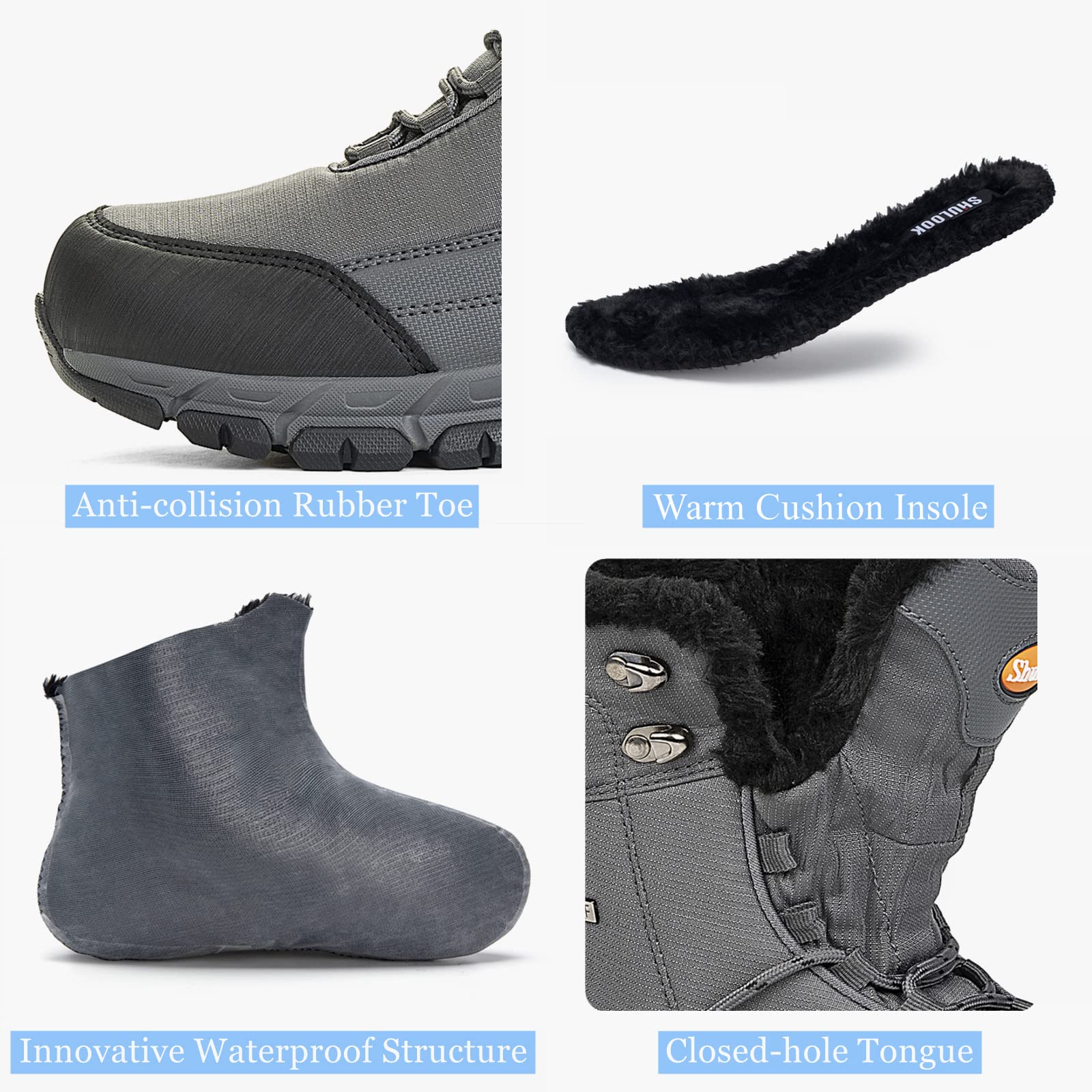 Foto 4 pulgar | Botas De Nieve Shulook Impermeables Con Forro De Piel Cálida Para Hombre De Invierno - Venta Internacional.