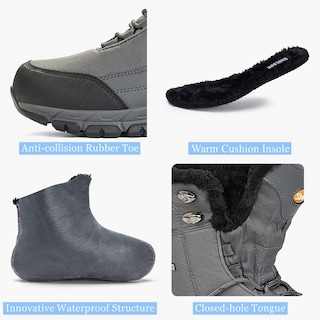 Foto 3 | Botas De Nieve Shulook Impermeables Con Forro De Piel Cálida Para Hombre De Invierno - Venta Internacional.