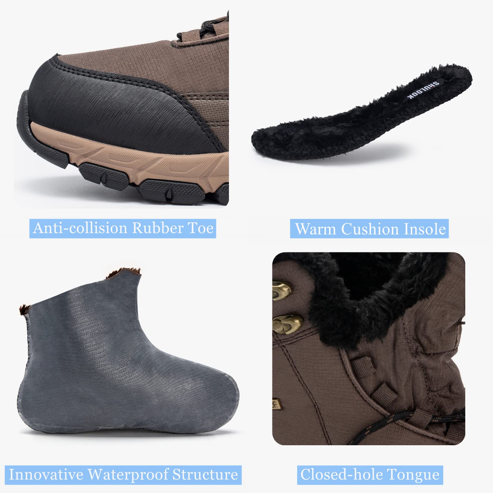 Foto 4 pulgar | Botas De Nieve Shulook Impermeables Con Forro De Piel Cálida Para Hombre De Invierno - Venta Internacional.