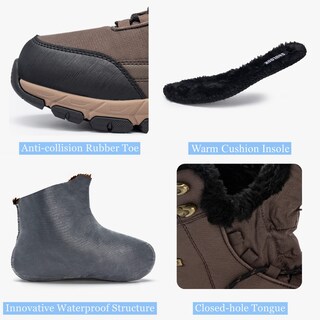 Foto 3 | Botas De Nieve Shulook Impermeables Con Forro De Piel Cálida Para Hombre De Invierno - Venta Internacional.