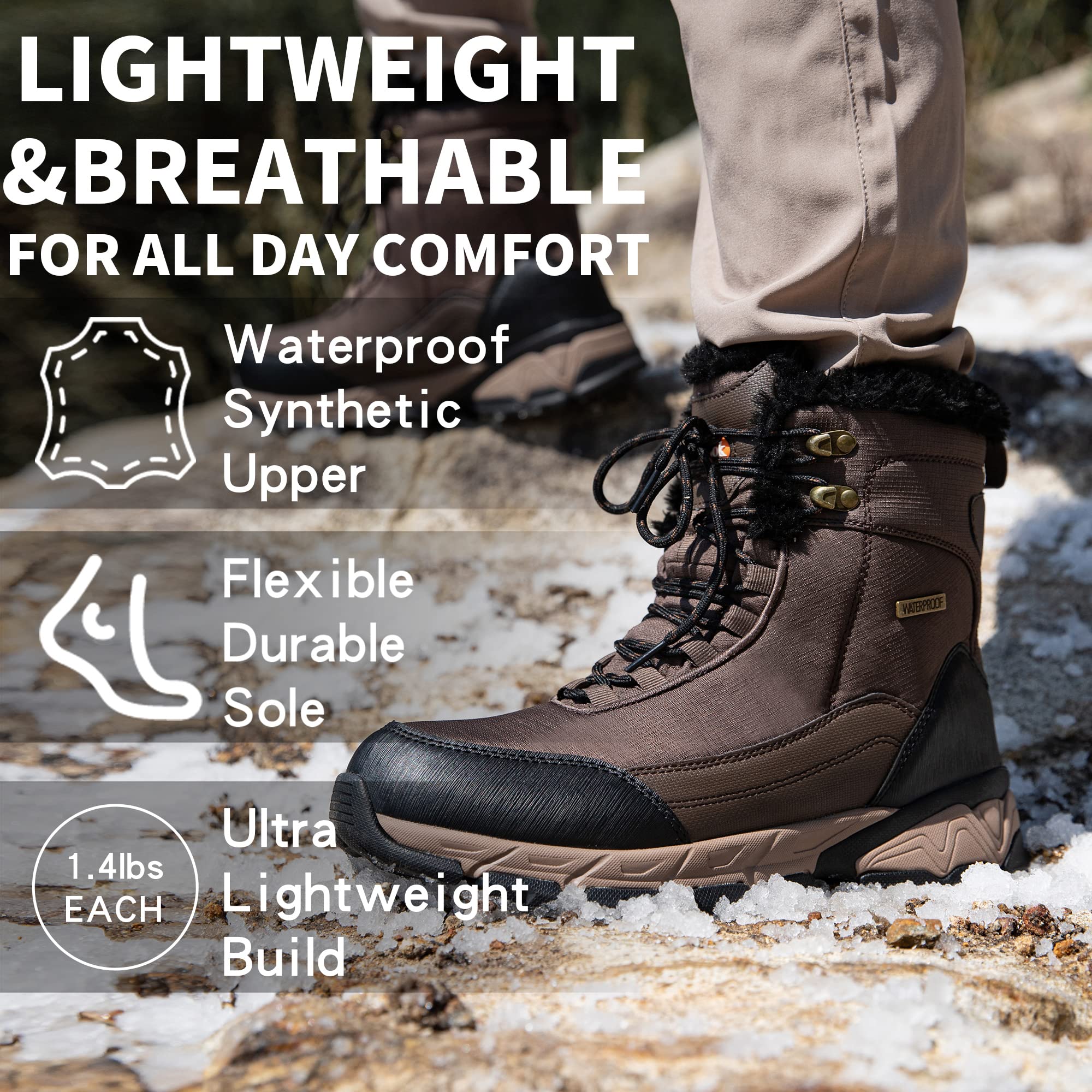 Foto 6 pulgar | Botas De Nieve Shulook Impermeables Con Forro De Piel Cálida Para Hombre De Invierno - Venta Internacional.