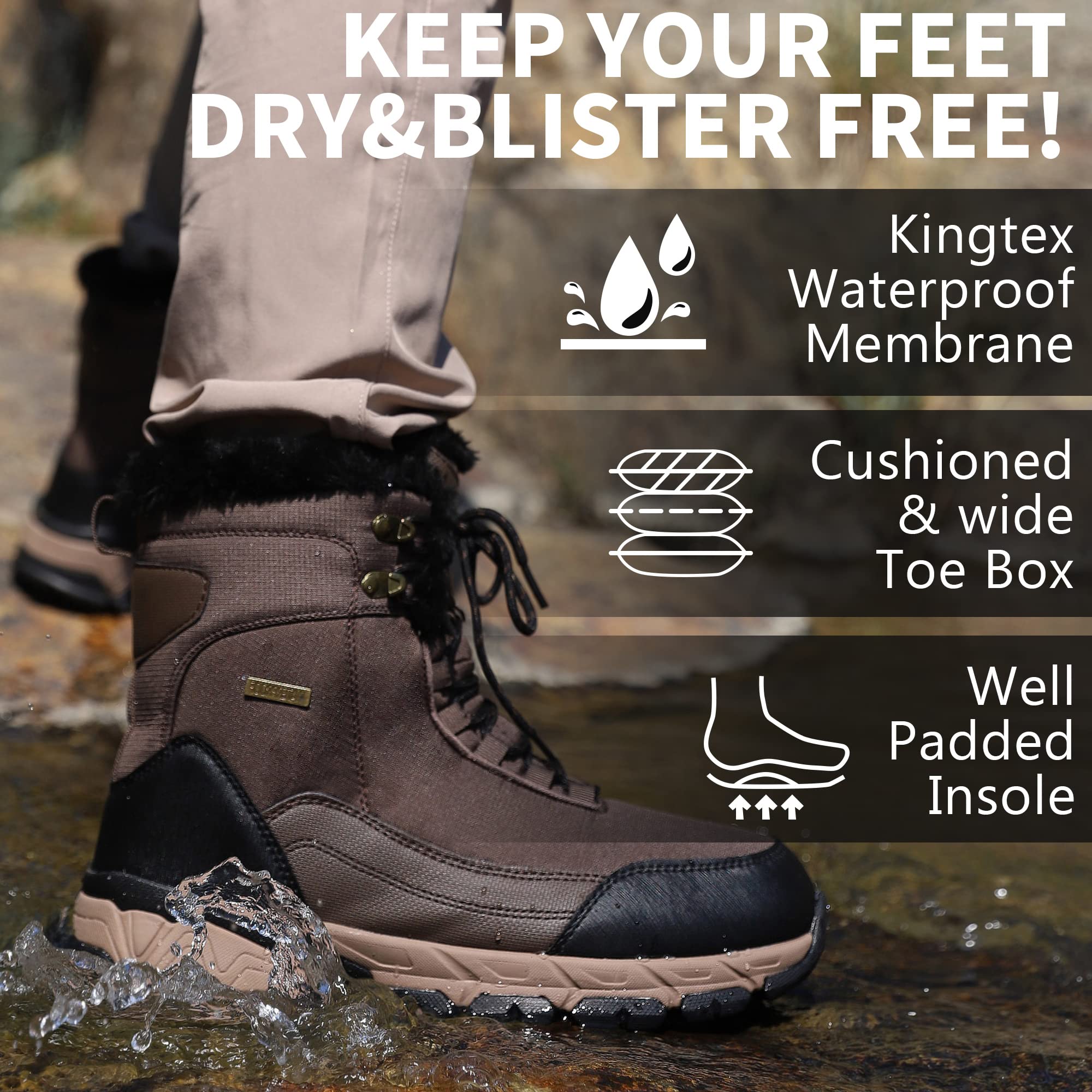 Foto 7 pulgar | Botas De Nieve Shulook Impermeables Con Forro De Piel Cálida Para Hombre De Invierno - Venta Internacional.