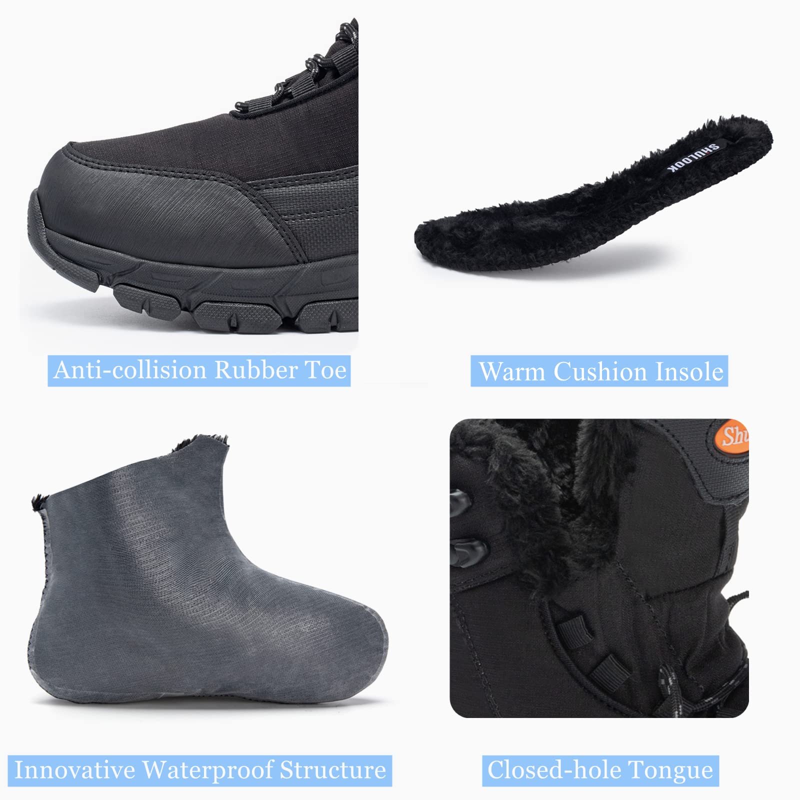 Foto 4 pulgar | Botas De Nieve Shulook Impermeables Con Forro De Piel Cálida Para Hombre De Invierno - Venta Internacional.