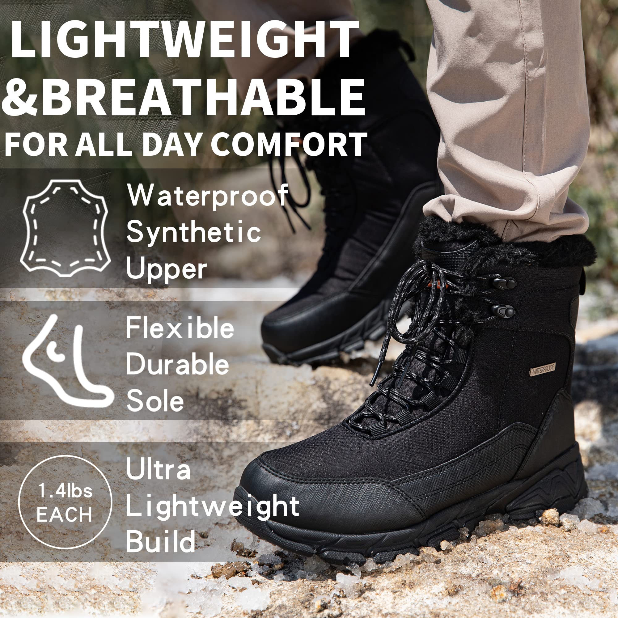 Foto 6 pulgar | Botas De Nieve Shulook Impermeables Con Forro De Piel Cálida Para Hombre De Invierno - Venta Internacional.