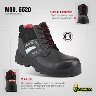 Foto 3 | Botas De Trabajo Comando Modelo 5520 Ergonomicas Industriales De Piel Con Casco De Seguridad