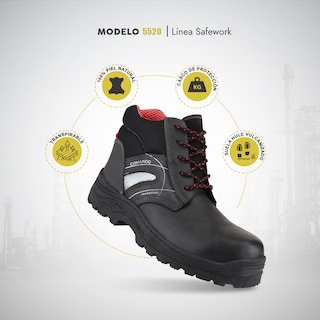 Foto 4 | Botas De Trabajo Comando Modelo 5520 Ergonomicas Industriales De Piel Con Casco De Seguridad