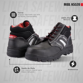 Foto 5 | Botas De Trabajo Comando Modelo 5520 Ergonomicas Industriales De Piel Con Casco De Seguridad