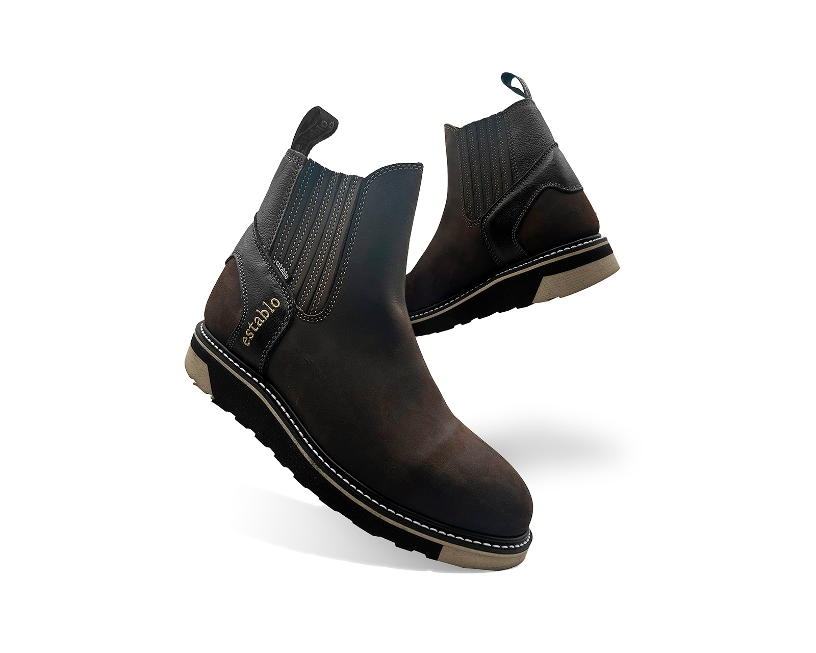 Foto 5 | Botas De Trabajo Industrial Para Hombre Establo 532 Tan Negro