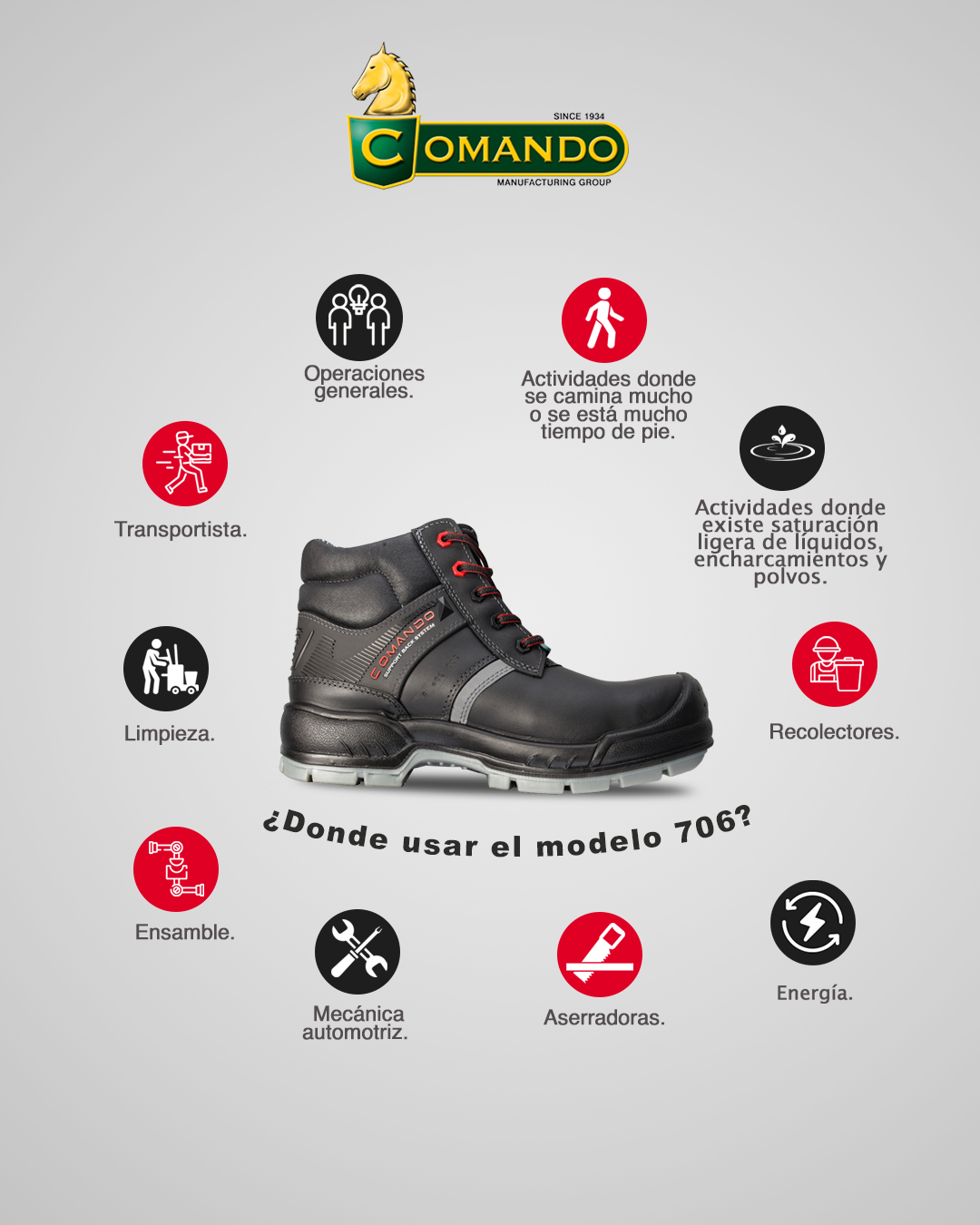 Foto 4 pulgar | Botas De Trabajo Comando Modelo 706 Ergonomicas Industriales De Piel Con Casco De Seguridad