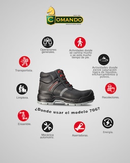 Foto 3 | Botas De Trabajo Comando Modelo 706 Ergonomicas Industriales De Piel Con Casco De Seguridad