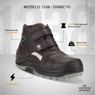 Foto 2 | Botas De Trabajo Para Diabeticos Anticlavos Comando Modelo 1238 Ergonomicas Industriales De Piel Con Casco De Seguridad