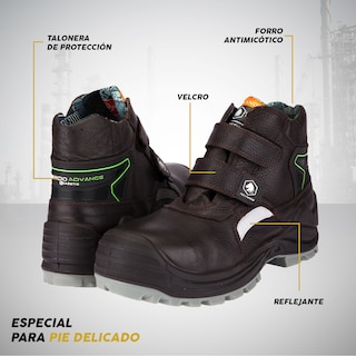 Foto 3 | Botas De Trabajo Para Diabeticos Anticlavos Comando Modelo 1238 Ergonomicas Industriales De Piel Con Casco De Seguridad