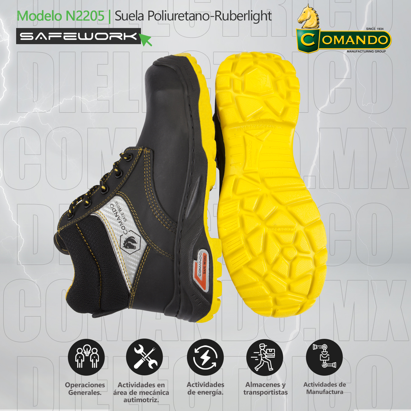 Foto 4 pulgar | Botas De Trabajo Comando Modelo 2205 Ergonomicas Industriales De Piel Con Casco De Seguridad