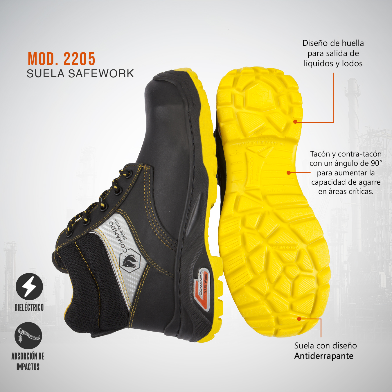 Foto 5 pulgar | Botas De Trabajo Comando Modelo 2205 Ergonomicas Industriales De Piel Con Casco De Seguridad