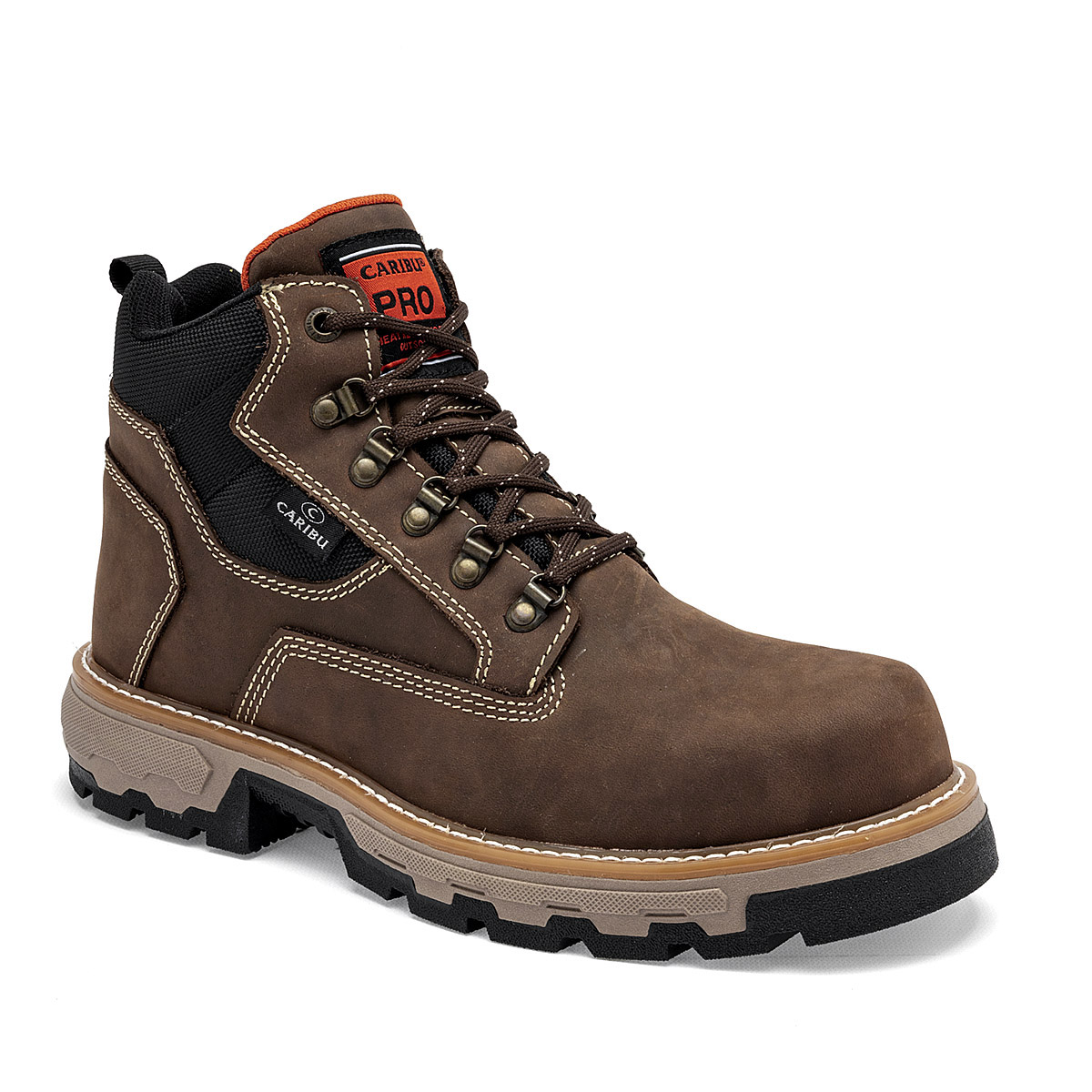 Caribu Zapato Industrial Para Hombre Café Negro  Casco De Acero