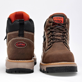 Foto 3 | Caribu Zapato Industrial Para Hombre Café Negro Casco De Acero