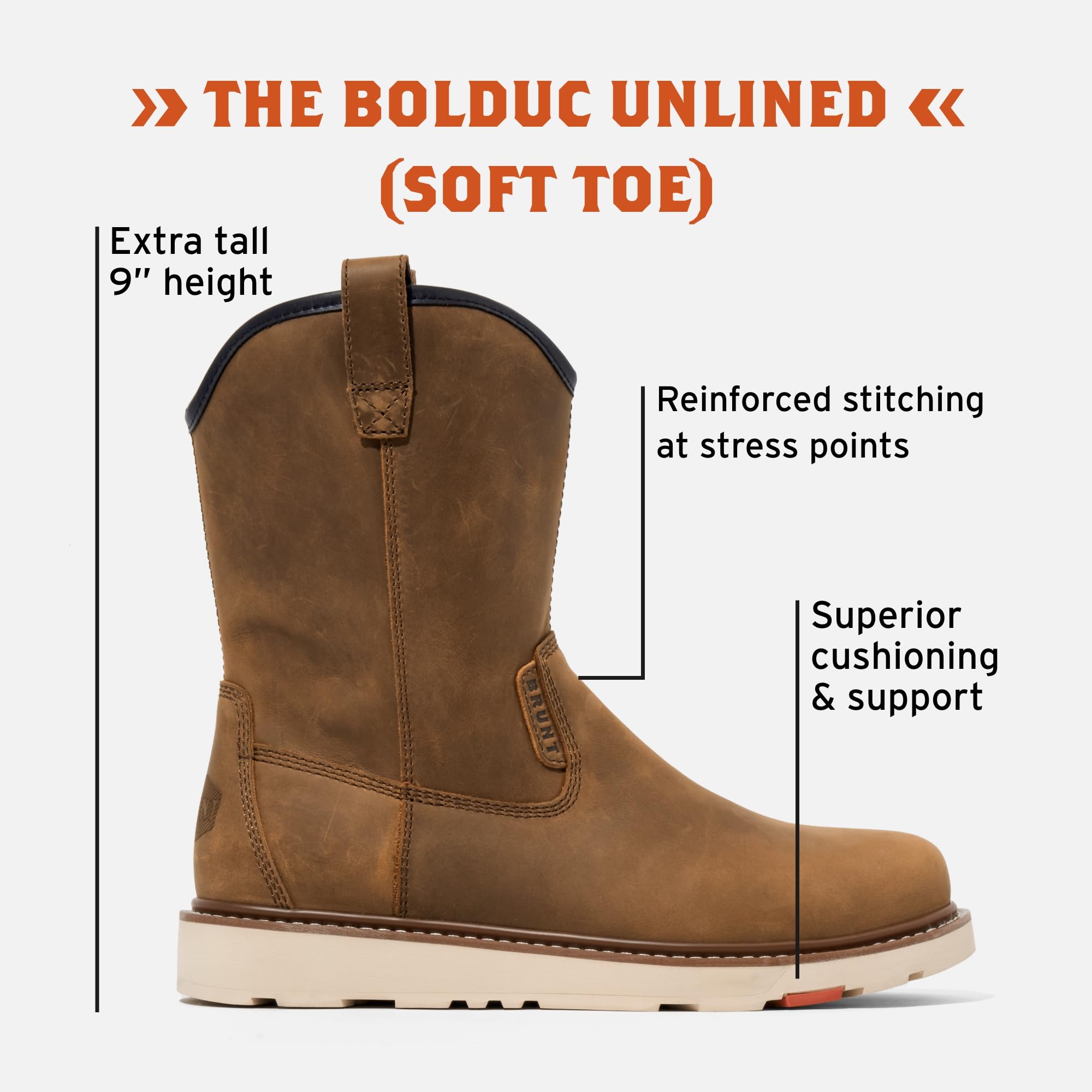 Foto 3 pulgar | Bota De Trabajo Brunt Bolduc  Sin Forro  Punta Suave  Marrón  Para Hombre - Venta Internacional.