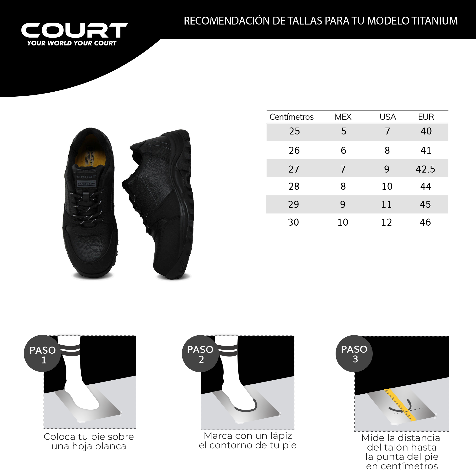 Foto 8 pulgar | Tenis de Seguridad Court Titanium de Piel para Hombre