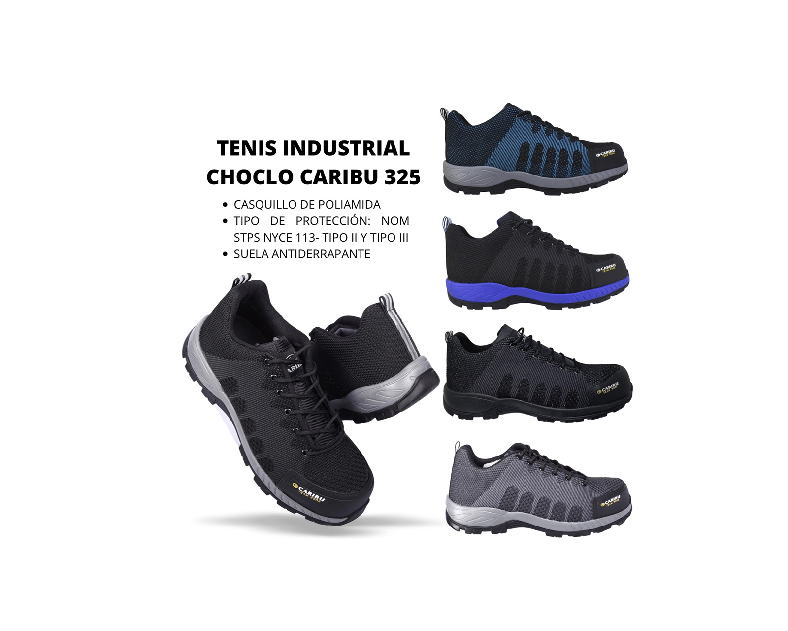 Foto 8 pulgar | Tenis Industrial Choclo Casco Dieléctrico Caribu 325 Negro Gris