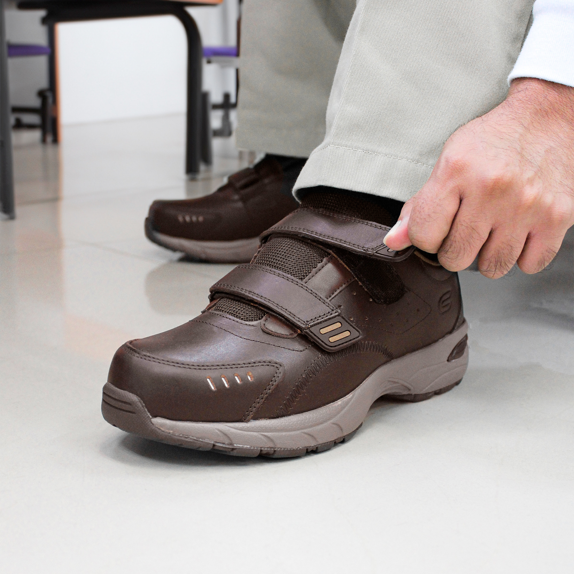 Foto 7 pulgar | Court Boston | Zapatos Ultra Cómodos Para Hombre, Hecho De Piel, Abrochado Fácil