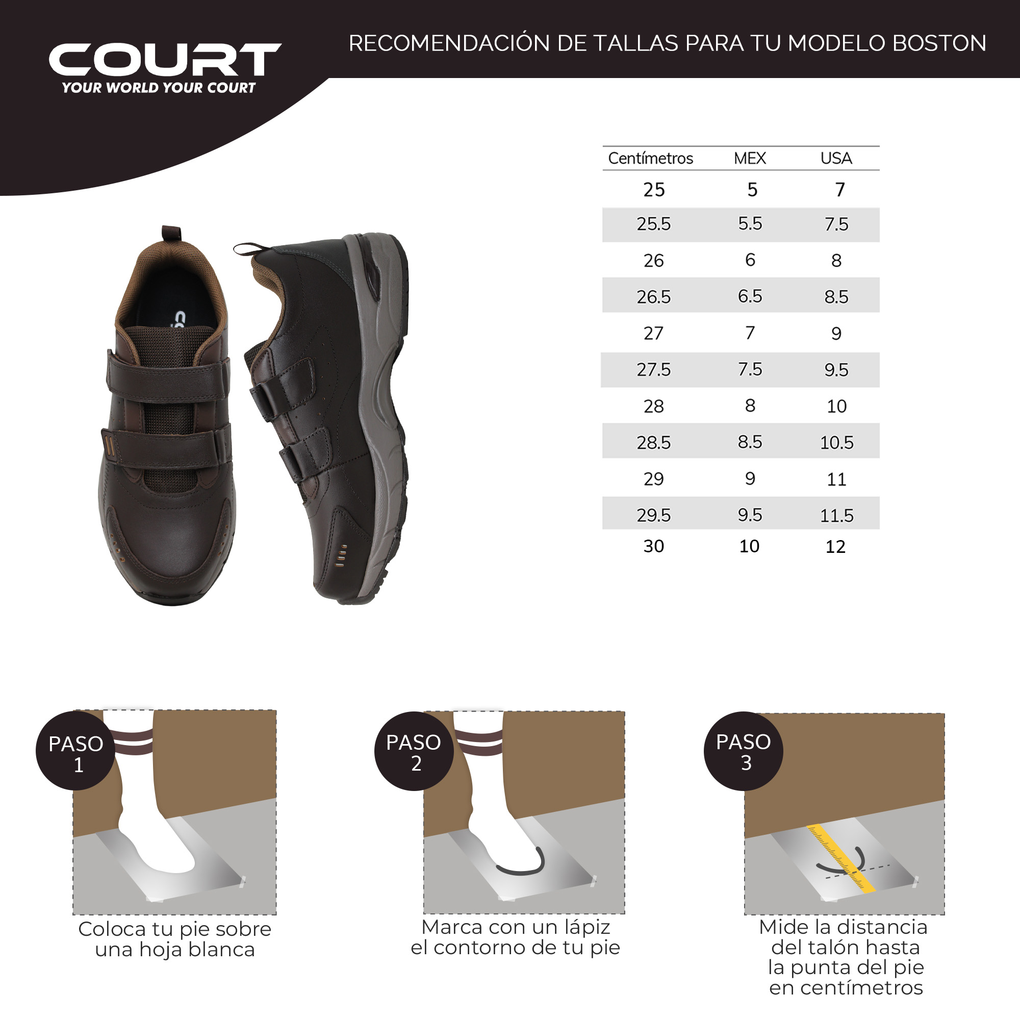 Foto 9 pulgar | Court Boston | Zapatos Ultra Cómodos Para Hombre, Hecho De Piel, Abrochado Fácil