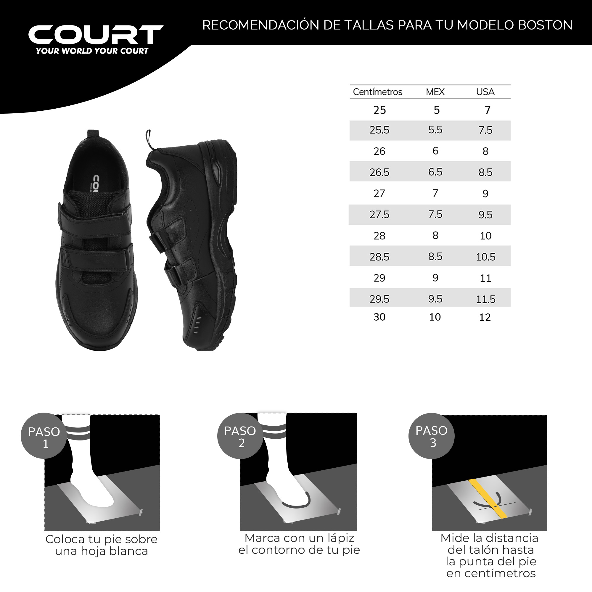 Foto 9 pulgar | Court Boston | Zapatos Ultra Cómodos Para Hombre, Hecho De Piel, Abrochado Fácil