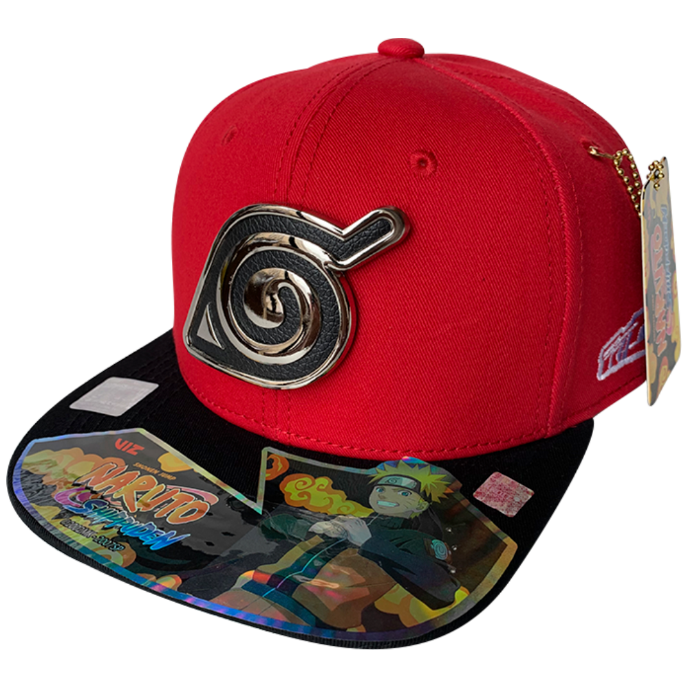 Gorra Naruto color Rojo Kakashi Hatake Hidden Village Leaf Placa Cromada con Piel 57 CM $216