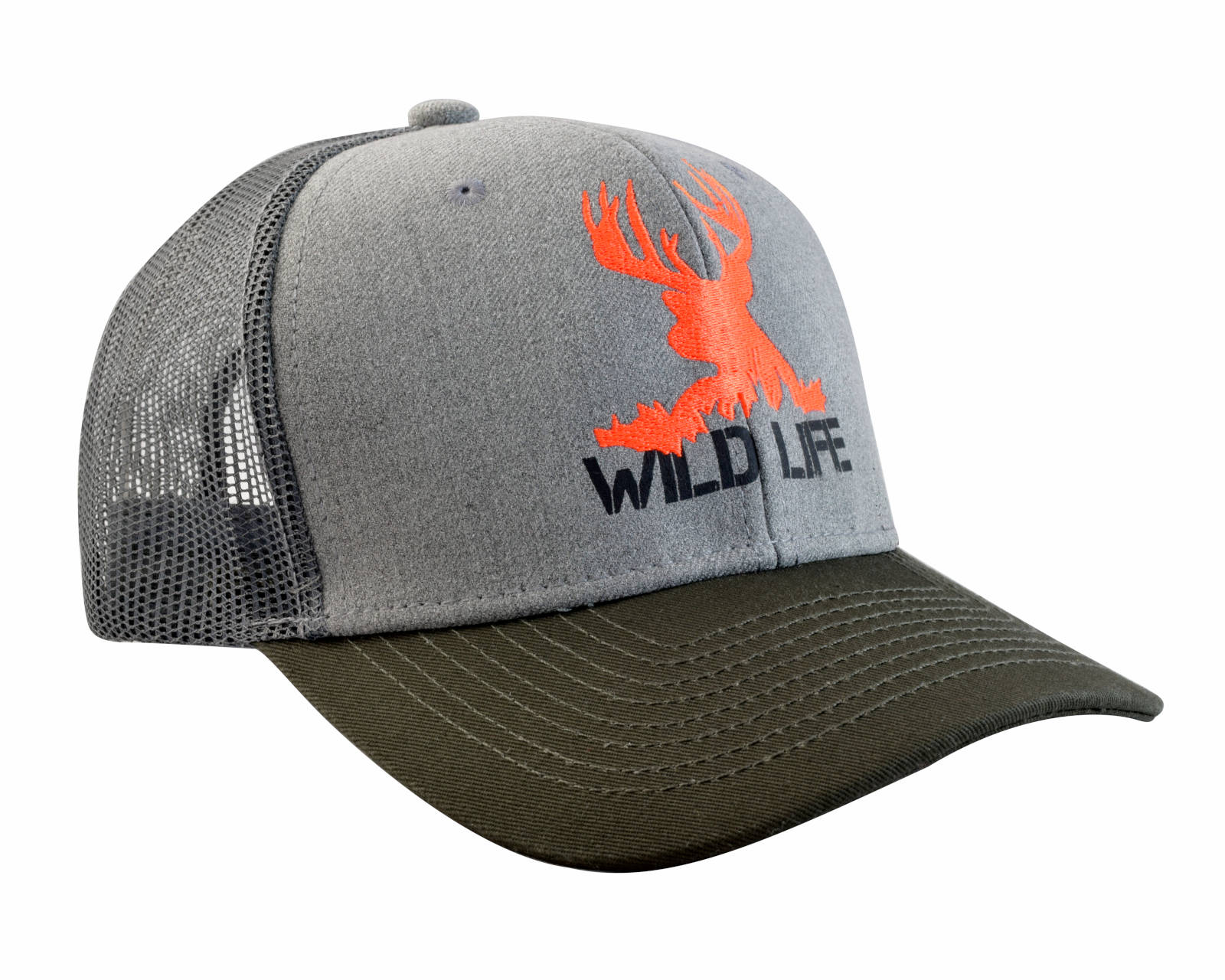 Gorra Wallis Con Malla Y Ajustador De Plástico, Wild Life,  Gris Con Visera Olivo