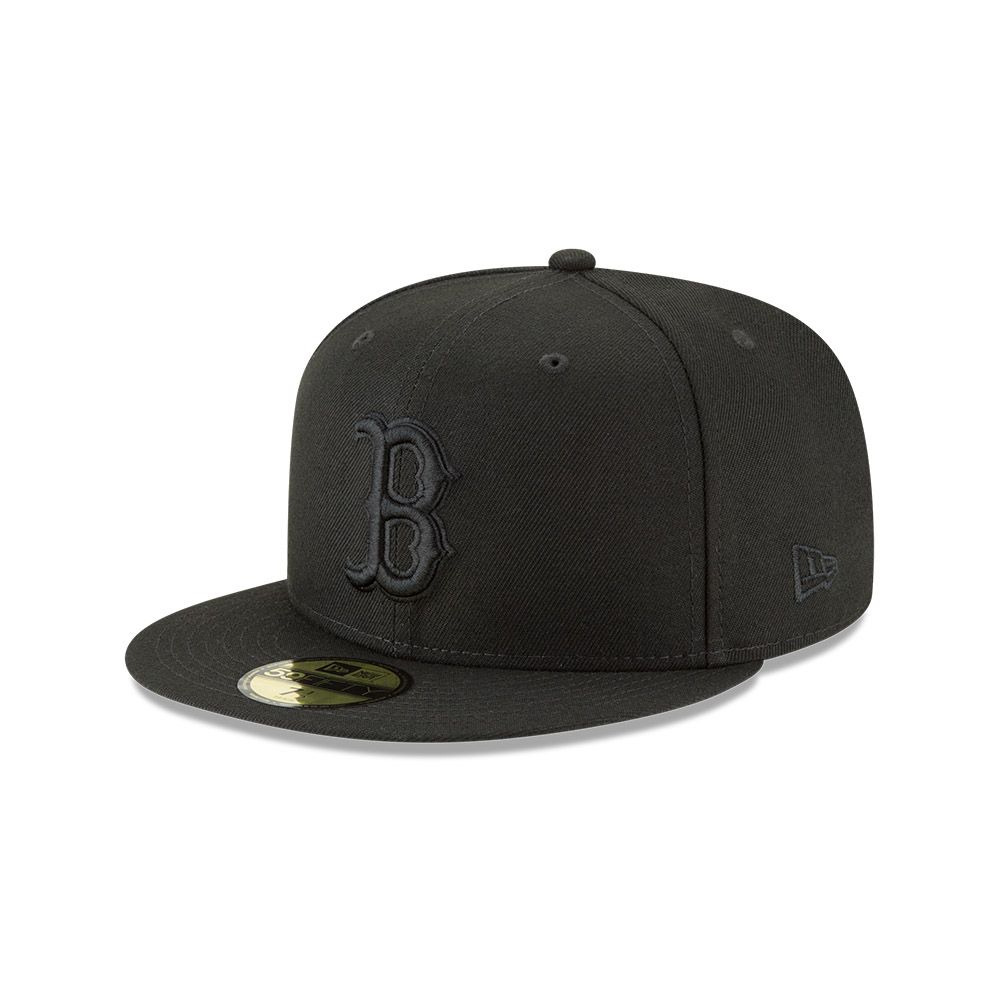 Foto 2 pulgar | Gorra New Era Boston Red Sox Black On Black Mlb 59fifty para Hombre