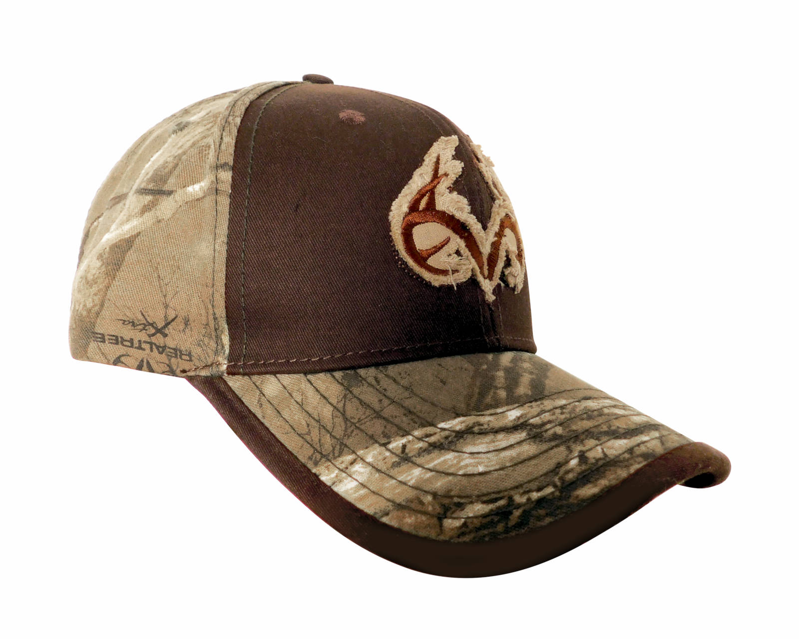 Foto 2 pulgar | Gorra Wallis color Marrón con Cintillo de Ajuste y Hebilla Cuernos de Realtree y Visera Camuflaje