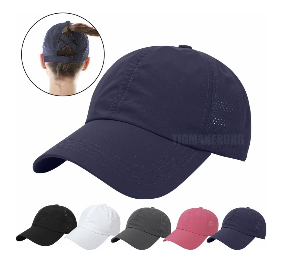 Gorras de Béisbol Funbu color Azul con Cruzada Atrás para Usar Cola Caballo