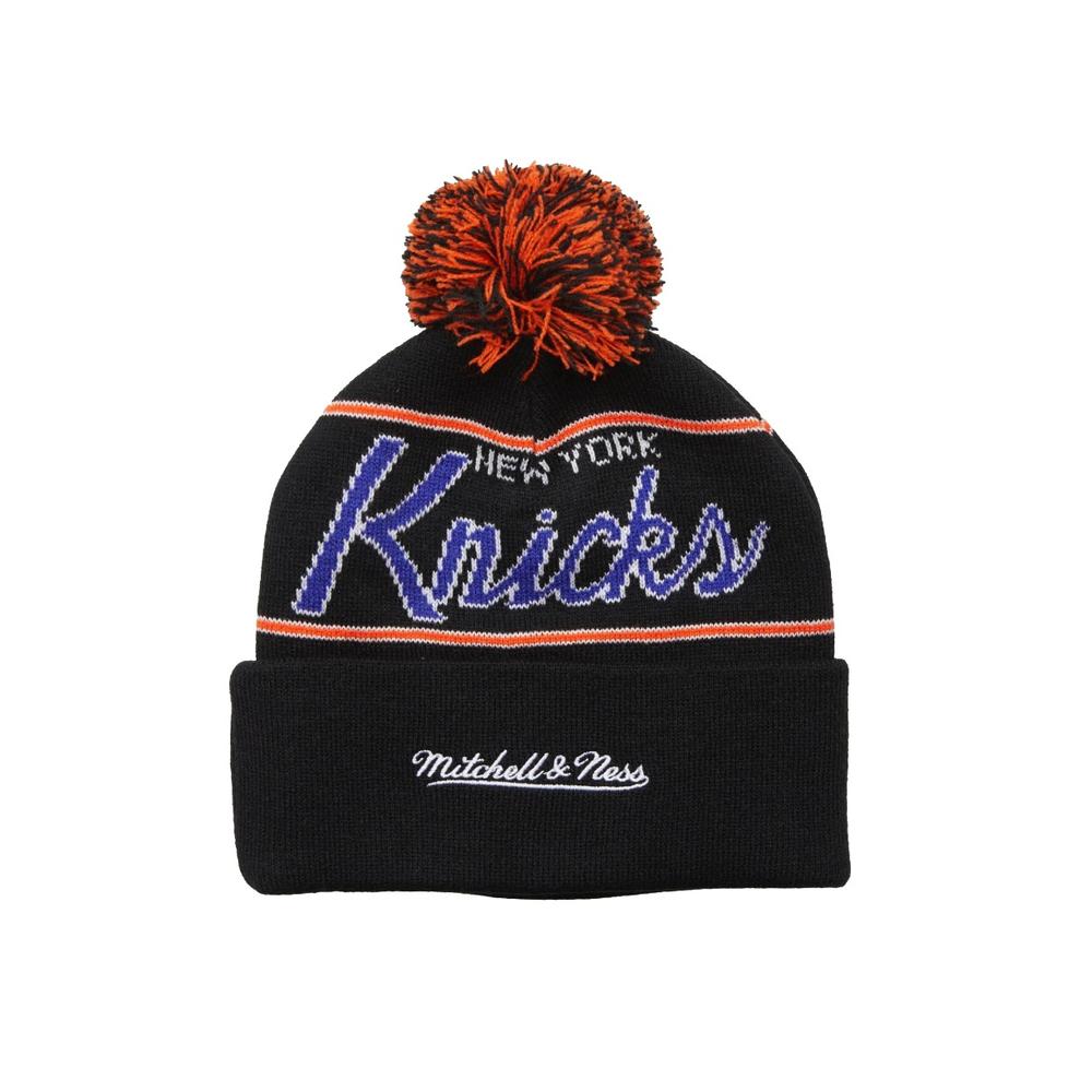 Foto 4 pulgar | Gorro Mitchell & Ness New York Knicks Script Pom Beanie Hwc Nba Color Negro