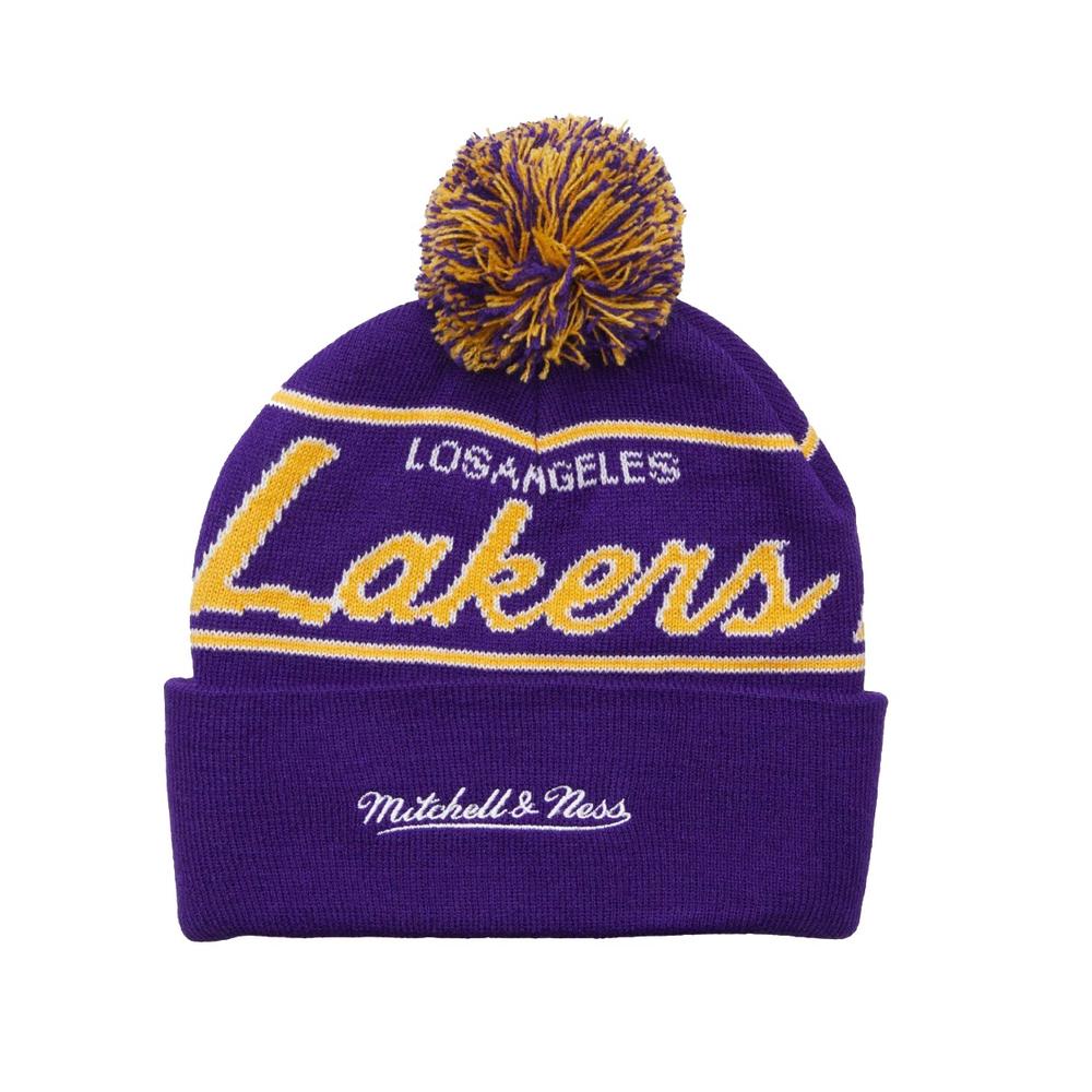 Foto 3 pulgar | Gorro Mitchell & Ness Los Ángeles Lakers Pompón Script HWC NBA Púrpura