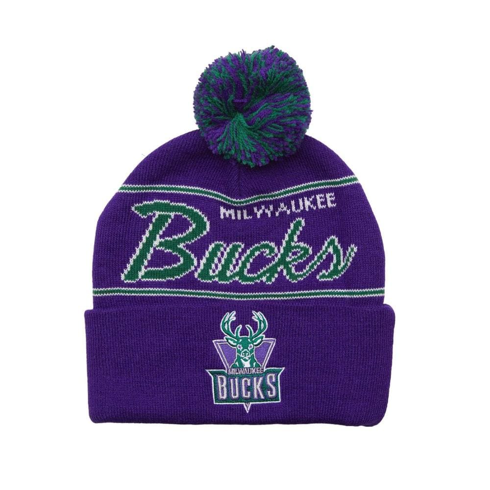 Gorro Mitchell & Ness Milwaukee Bucks Pompón Script HWC NBA Púrpura $699