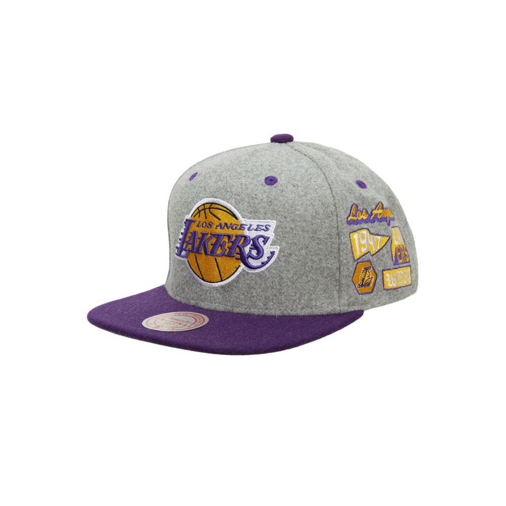 Foto 2 pulgar | Gorra Mitchell & Ness Lakers Melton Patch NBA color Gris