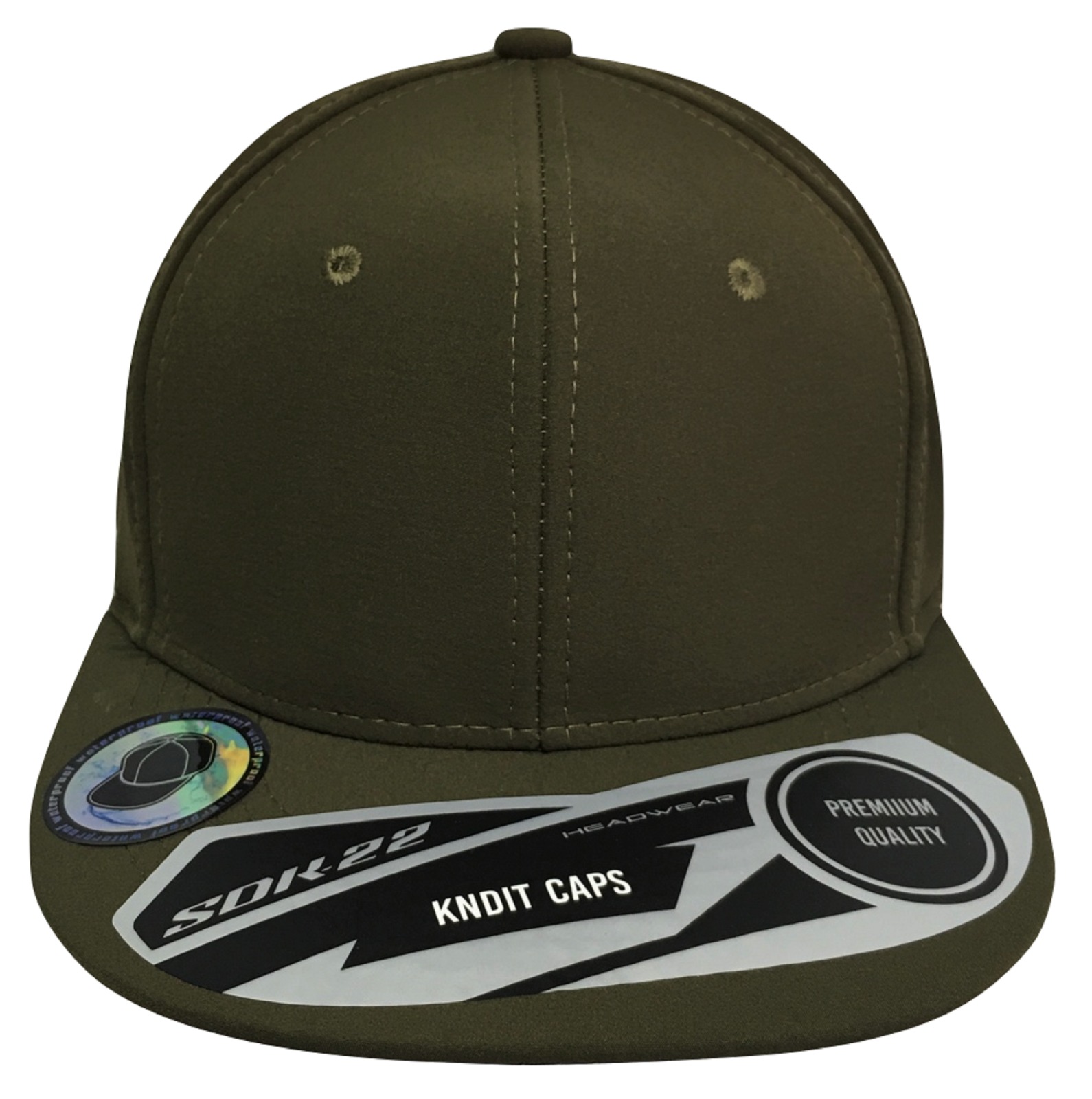 Gorra Plana Poliéster Cerrada 6 Gajos Verde Olivo