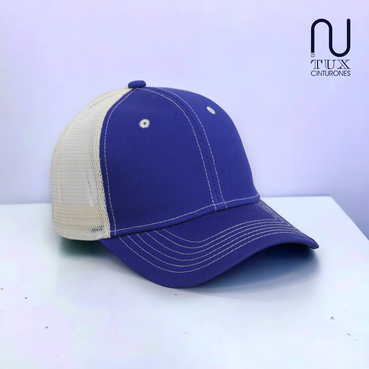 Foto 4 pulgar | Gorra Premium De Gabardina C/ Red Con Malla Atrás Azul Rey Red Beige